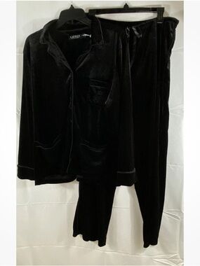 Ralph Lauren Black Velvet Pajama Set with Contrast Trim